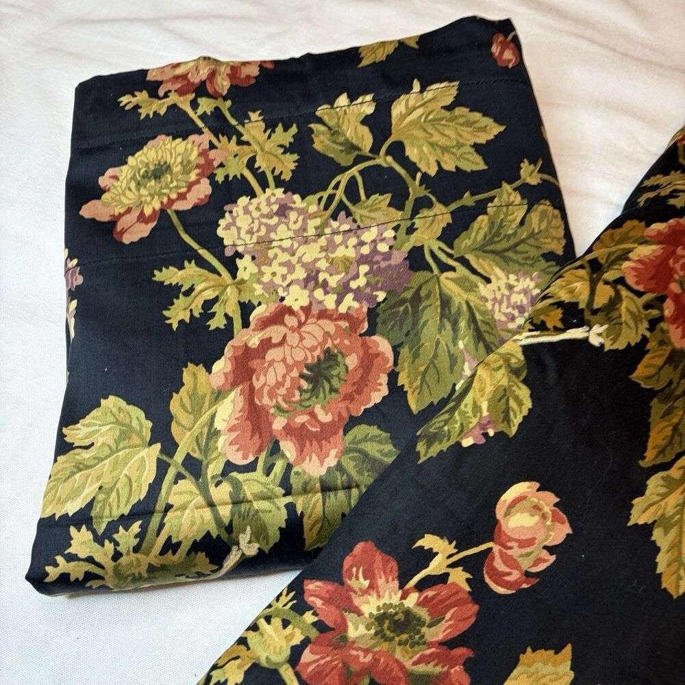 Custom Waverly Harbor Square Floral Lined Drape 2 Cotton Curtain Panels 41”x 83” - Picture 2 of 6